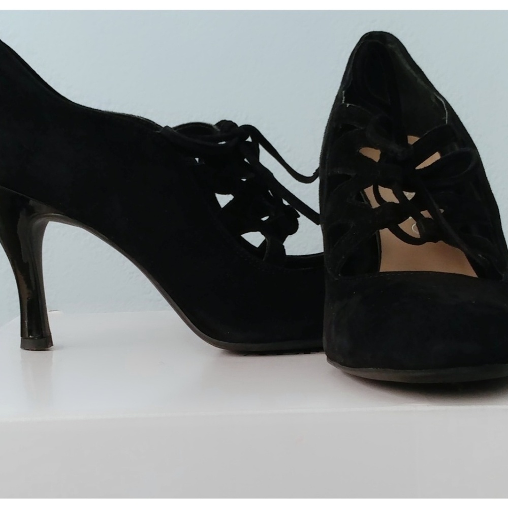 Franco Sarto Black Lace Up Pumps